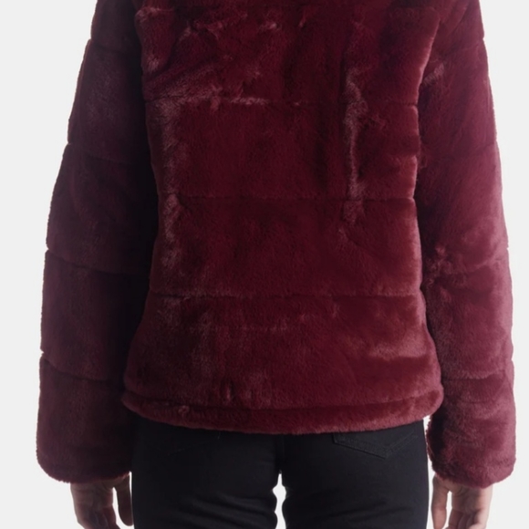NWT Faux Fur Wine colored jacket - Picture 3 of 5